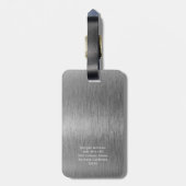 Monogram Grijze Faux Folie metaal Bagagelabel (Achterkant verticaal)