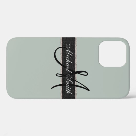 Monogram grijze kleurenachtergrond Case-Mate iPhone case (Achterkant (horizontaal))