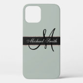 Monogram grijze kleurenachtergrond Case-Mate iPhone case (Achterkant)