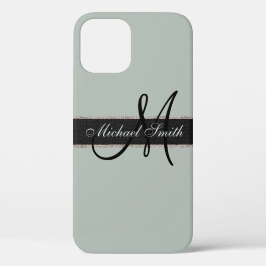 Monogram grijze kleurenachtergrond Case-Mate iPhone case (Achterkant)