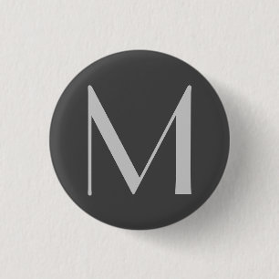 Monogram Grijze Modern Voeg Jouw naam Initiaal toe Ronde Button 3,2 Cm