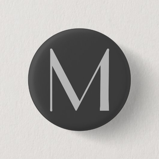 Monogram Grijze Modern Voeg Jouw naam Initiaal toe Ronde Button 3,2 Cm (Voorkant)