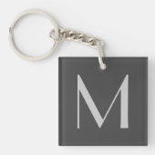 Monogram Grijze Modern Voeg Jouw naam Initiaal toe Sleutelhanger (voorkant)