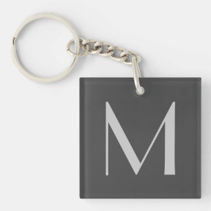 Monogram Grijze Modern Voeg Jouw naam Initiaal toe Sleutelhanger