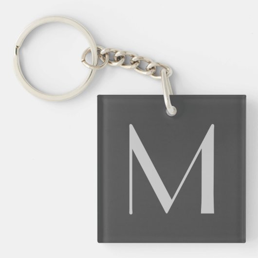 Monogram Grijze Modern Voeg Jouw naam Initiaal toe Sleutelhanger (voorkant)