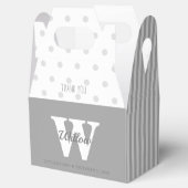 Monogram Grijze pols Dots Stripes Bedankdoosjes (Geopend)