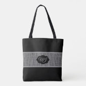 Monogram grijze schoot op zwart tote bag (Achterkant)