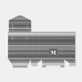Monogram grijze strepen bedankdoosjes (Uitgevouwen)