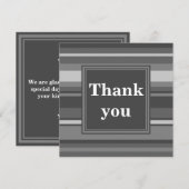 Monogram grijze strepen bedankkaart (Voorkant / Achterkant)