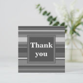 Monogram grijze strepen bedankkaart (Staand voorkant)