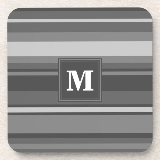 Monogram grijze strepen bier onderzetter (Voorkant)