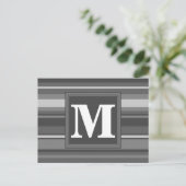 Monogram grijze strepen briefkaart (Staand voorkant)