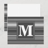 Monogram grijze strepen briefkaart (Voorkant / Achterkant)