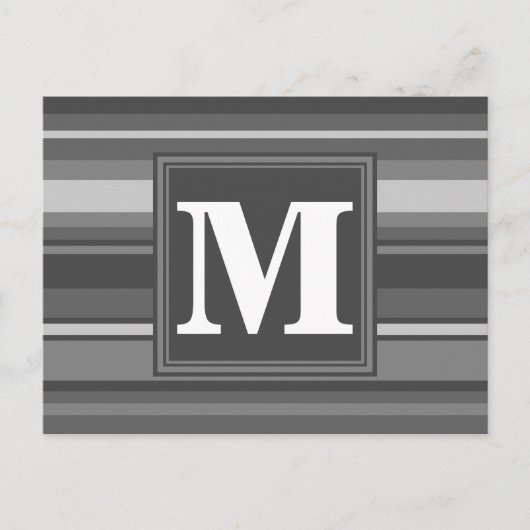 Monogram grijze strepen briefkaart (Voorkant)