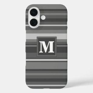 Monogram grijze strepen iPhone 16 hoesje