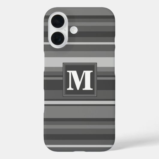 Monogram grijze strepen Case-Mate iPhone case (Achterkant)