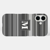 Monogram grijze strepen Case-Mate iPhone case (Achterkant (horizontaal))