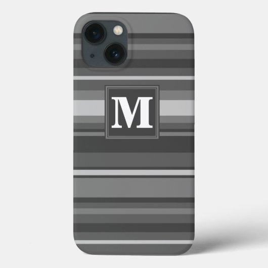 Monogram grijze strepen Case-Mate iPhone hoesje (Achterkant)
