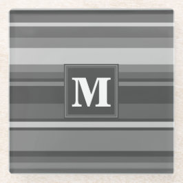 Monogram grijze strepen glazen onderzetter