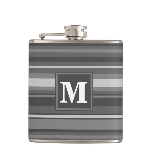 Monogram grijze strepen heupfles (Voorkant)