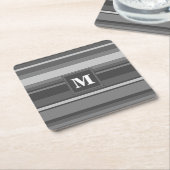 Monogram grijze strepen kartonnen onderzetters (Schuin)