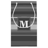 Monogram grijze strepen klein cadeauzakje (Achterkant)