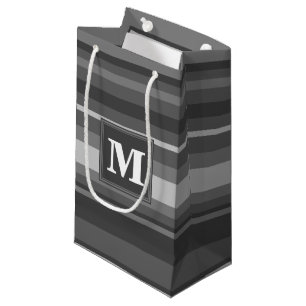 Monogram grijze strepen klein cadeauzakje