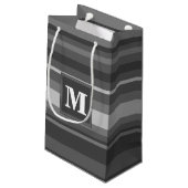 Monogram grijze strepen klein cadeauzakje (Achterkant Gekanteld)