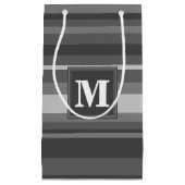 Monogram grijze strepen klein cadeauzakje (Voorkant)