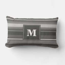 Monogram grijze strepen kussen