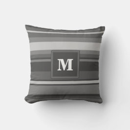 Monogram grijze strepen kussen