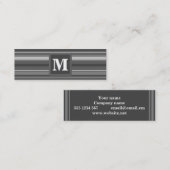 Monogram grijze strepen mini visitekaartje (Voorkant / Achterkant)