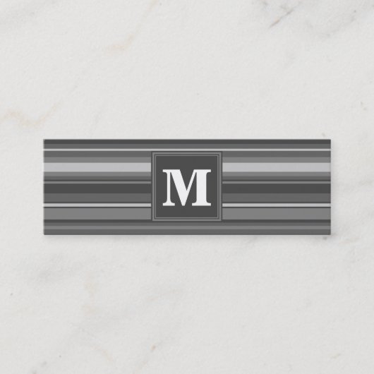Monogram grijze strepen mini visitekaartje (Voorkant)