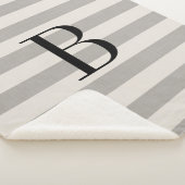 Monogram grijze strepen | Moderne boerderij Sherpa Deken (3/4)