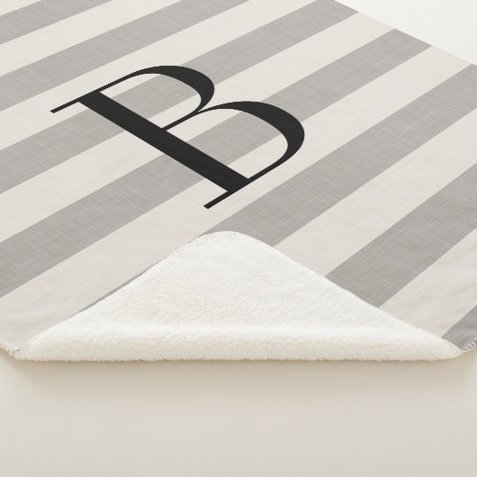 Monogram grijze strepen | Moderne boerderij Sherpa Deken (3/4)