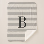 Monogram grijze strepen | Moderne boerderij Sherpa Deken (Voorkant)