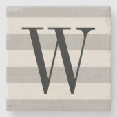 Monogram grijze strepen | Moderne boerderij Stenen Onderzetter (Voorkant)