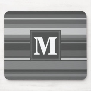 Monogram grijze strepen muismat