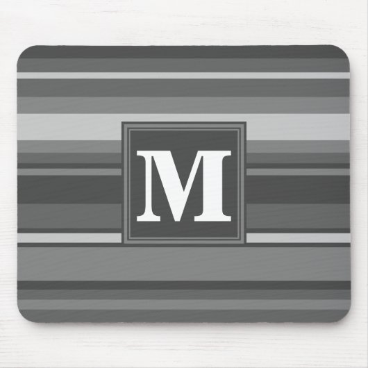 Monogram grijze strepen muismat (Voorkant)