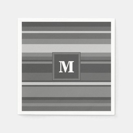 Monogram grijze strepen servetten (Voorkant)