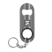 Monogram grijze strepen sleutelhanger flessenopener (Voorkant)