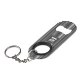 Monogram grijze strepen sleutelhanger flessenopener (Voorkant Gekanteld)