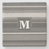 Monogram grijze strepen stenen onderzetter (Voorkant)