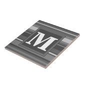 Monogram grijze strepen tegeltje (Zijkant)