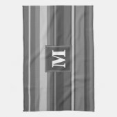 Monogram grijze strepen theedoek (Verticaal)