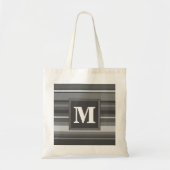 Monogram grijze strepen tote bag (Voorkant)