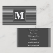 Monogram grijze strepen visitekaartje (Voorkant / Achterkant)