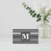 Monogram grijze strepen visitekaartje (Staand voorkant)