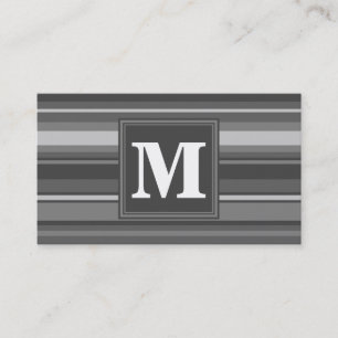 Monogram grijze strepen visitekaartje