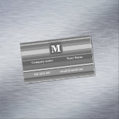 Monogram grijze strepen visitekaartje magneet (Voorbeeld)